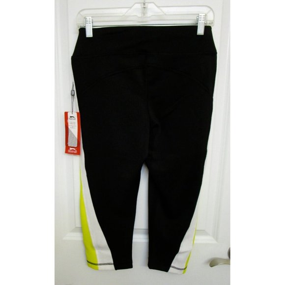 Slazenger Ladies' Sports Performance Short Leggings - NWT Yellow/Black - LARGE - Picture 4 of 10